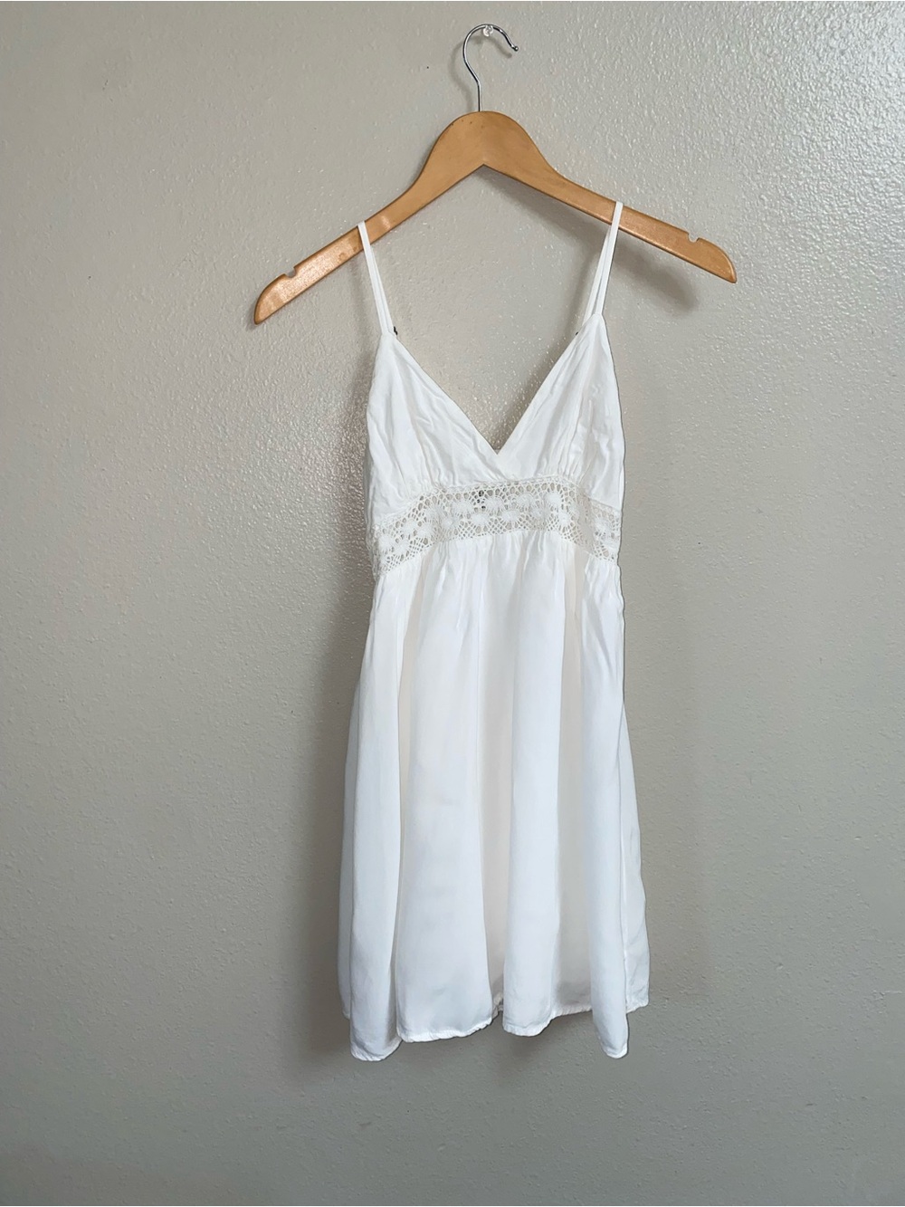 Forever 21 White Babydoll Dress Crochet Empire Waist Cottagecore Size Small